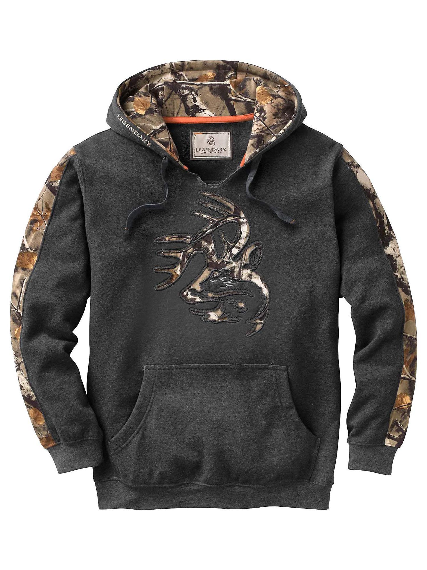 Legendary Whitetails Men's Camo Outfitter Hoodie, Charcoal Heather, Small