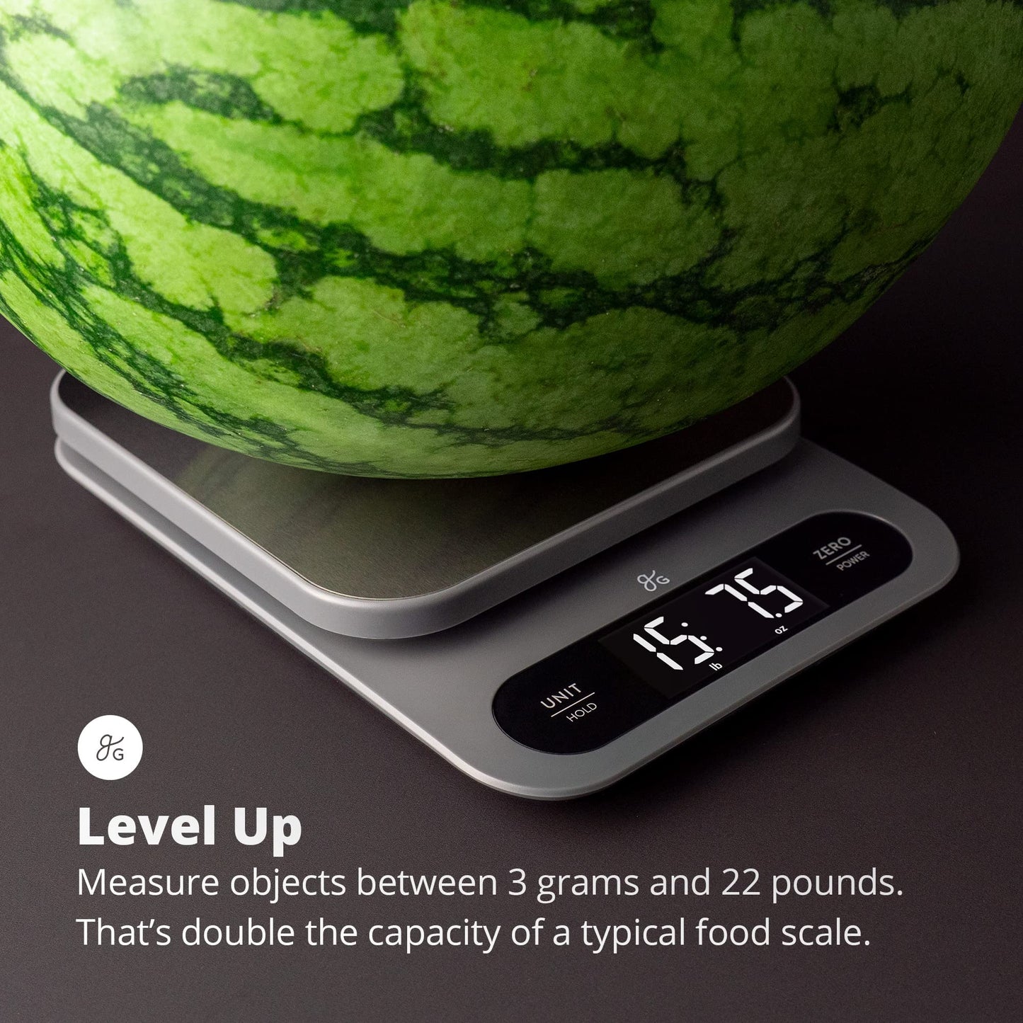 Greater Goods High Capacity Kitchen Scale, A Premium Food Scale, Weighs in Grams and Ounces with 22 Pound Capacity, Hi-Def LCD Screen, and Stainless Steel Platform