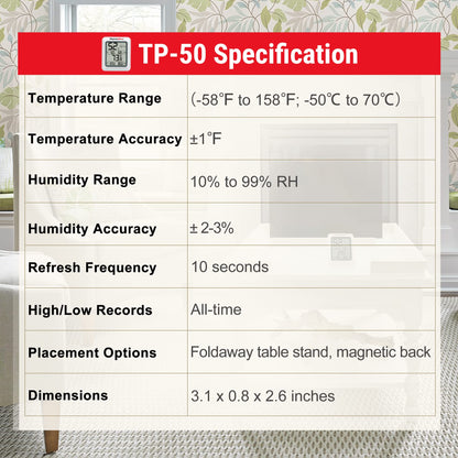 ThermoPro TP50 Digital Hygrometer Indoor Thermometer Room Thermometer and Humidity Gauge with Temperature Monitor