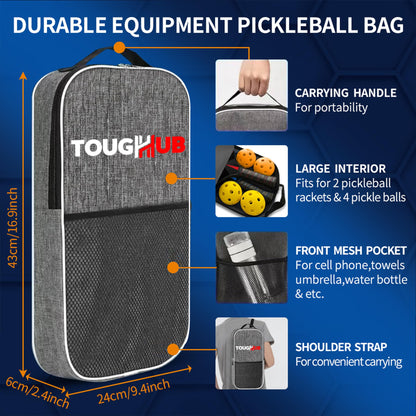 Toughhub Pickleball Paddles Set of 2 Rackets and 4 Pickleball - Fiberglass Surface Pickleball Set with Lightweight and Non Slip Grip - Pickle Ball Paddle Set for Beginners & Professional