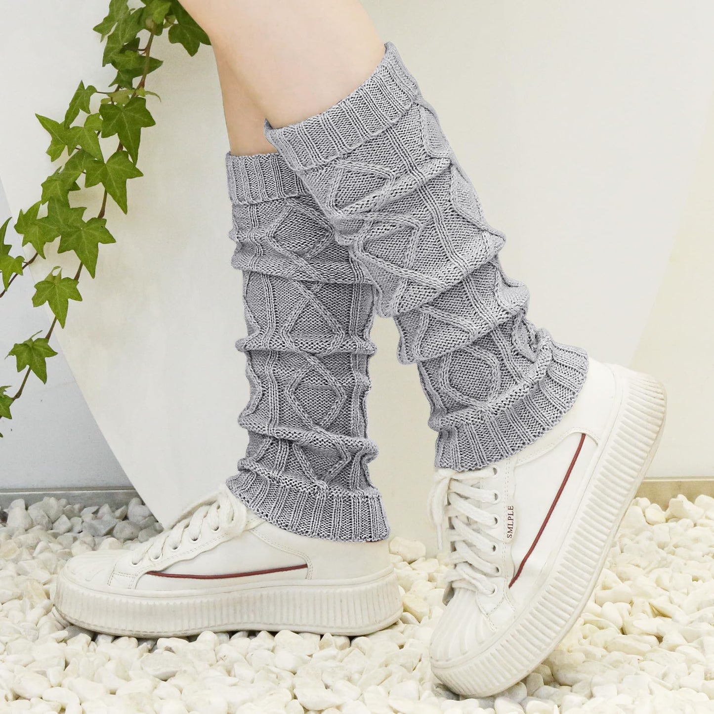 Womens Leg Warmers Winter Warm Knit Long Boot Socks Slouch Knee High 80s for Party,A3-4 Pairs(black + dark Grey + light Grey + beige)