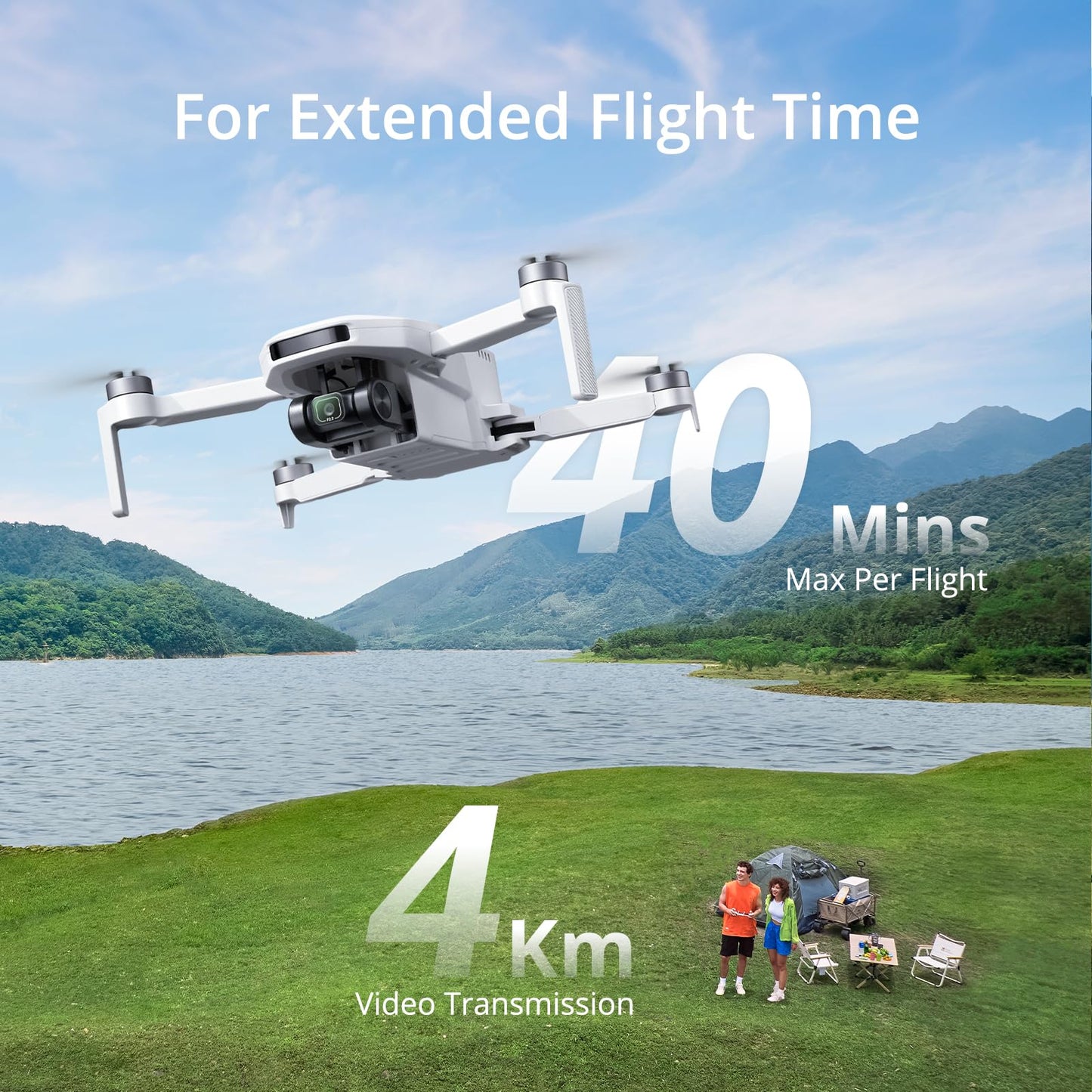 Potensic ATOM LT GPS Drone Under 249g, 40 Mins Long Flight, EIS 2.5K Camera, 4KM FPV Transmission, Brushless Motor, Precise Auto Return, SurgeFly, Entry Level Foldable Drone for Adults Beginner, White