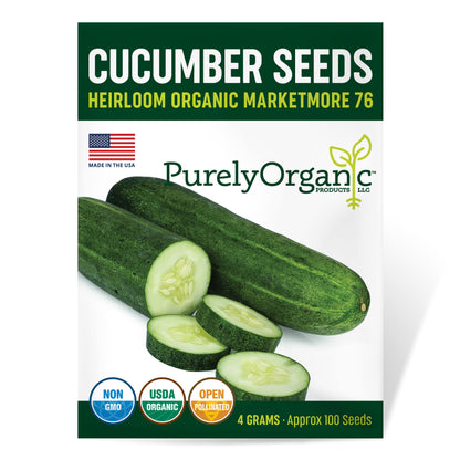 Organic Cucumber Seeds (Marketmore 76) - Approx 100 Seeds - USDA Organic, Non-GMO, Open Pollinated, Heirloom, USA Origin