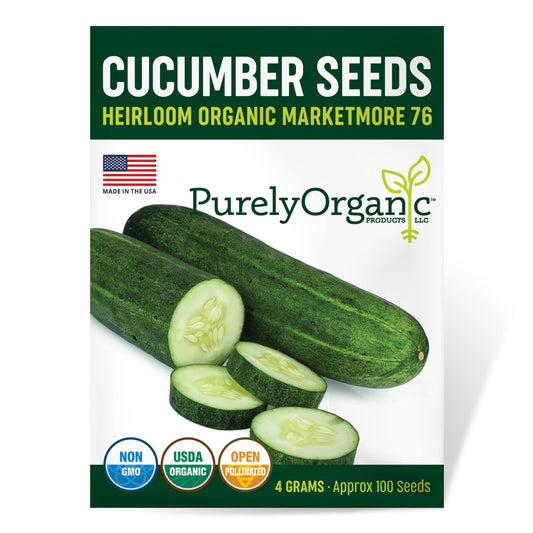 Organic Cucumber Seeds (Marketmore 76) - Approx 100 Seeds - USDA Organic, Non-GMO, Open Pollinated, Heirloom, USA Origin