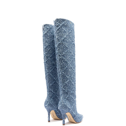 Kate Slouch Boot In Fringe Stellar Denim 8.5 / Fringe Stellar