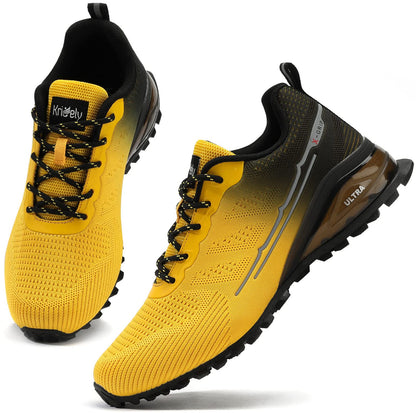 ikunka Men's Fashion Sneakers Lightweight Breathable Walking Shoes Tennis Cross Training Shoe Non Slip Trail Running Shoes（Ginger Yellow 14）