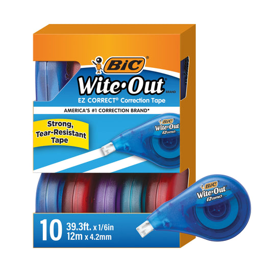 BIC(R) Wite-Out(R) Correction Tape, 471 3/5in., Pack Of 10, BICWOTAP10