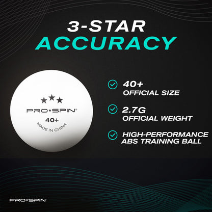 PRO SPIN Ping Pong Balls - 3-Star Premium White Table Tennis Balls | High-Performance 40+ ABS Professional Quality | Ultimate Durability for Indoor & Outdoor Ping Pong Tables (12-Pack)