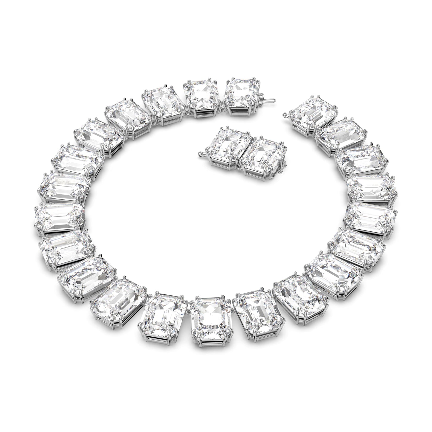 Swarovski Millenia Necklace, with Clear Oversized Octagon Cut Crystals in Rhodium Finish (Extender not Included)