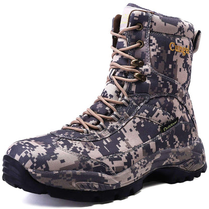 cungel Men's Camo Hunting-Boot Waterproof Hiking Boots Anti-slip Lightweight Breathable Durable Outdoor Shoes High-cut Fishing Climbing Working Trekking(digital camo,10.5)