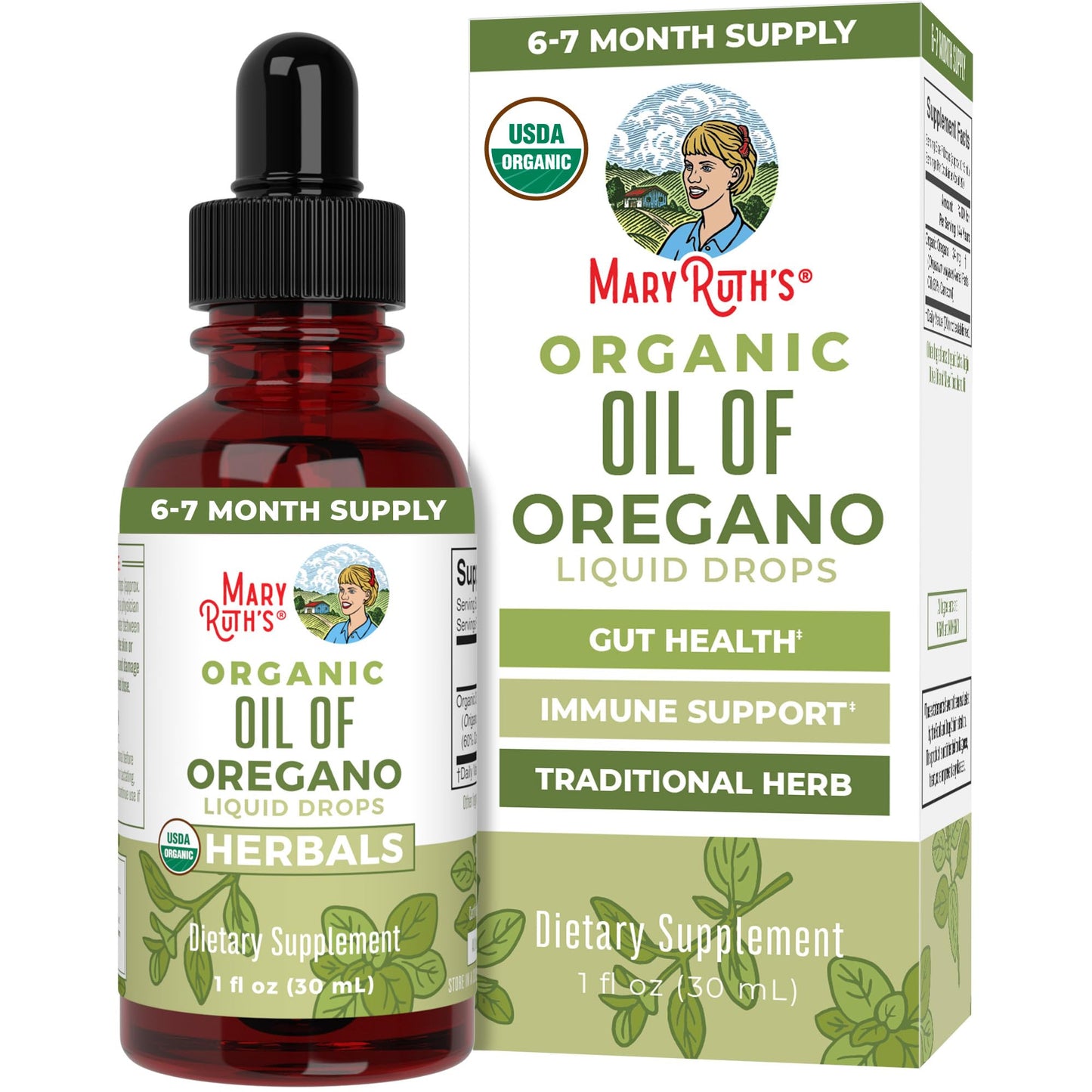 MaryRuth Organics Oregano Oil Drops | 6 Month Supply | USDA Organic Oil of Oregano Liquid | Herbal Blend for Immune Support | Digestive Health | Overall Health | Vegan | Sugar Free | Non-GMO | 1 Fl Oz