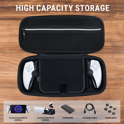 Carry Case designed for Playstation Portal remote player for PS5 Console holds accessories, Travel and Storage Protection for headset charger and more WHITE/BLACK - Easy Clean Case Gift box Edition