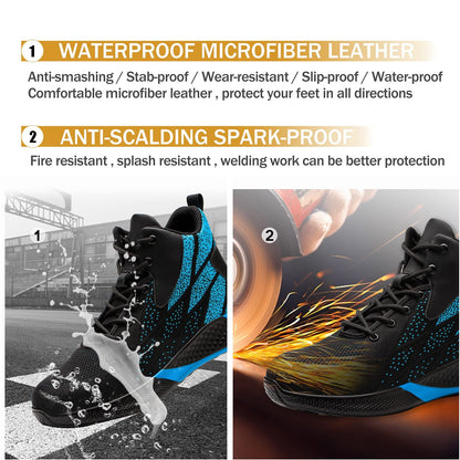 ARCHINSERT Steel Toe Shoes for Men Women Work Indestructible Safety Shoes Work Slip Resistant Protected Steel Toe Lightweight Safety Sneakers Fashion Safety Industrial Shoes