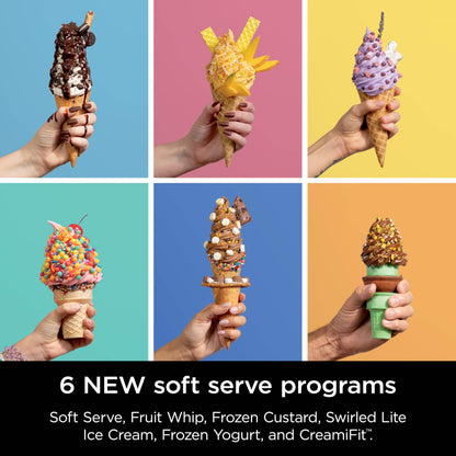 Ninja Swirl by CREAMi Ice Cream and Soft Serve Maker, Sorbet, Milkshake, Frozen Yogurt, Low Calories Program & More, 13-in-1, Soft Serve Handle, (2) CREAMi Swirl 16oz Pints, For Kids & ALL ages, NC701