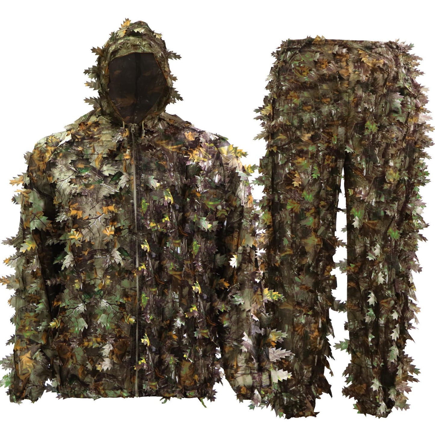 MOPHOTO Ghillie Suit 3D Leafy Camo Hunting Suits, Woodland Gilly Suits Gillies Suits for Men, Leaf Camouflage Hunting Suits