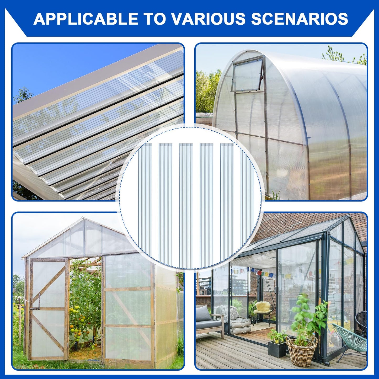 Innconee 30 Pcs Polycarbonate Greenhouse Panels U Connector Profile U Polycarbonate Profile U Channel U End Cap for Twin Wall Greenhouse Panels Prevent Dust, Rain, Fit 6mm or 4mm Panels, 2ft Length