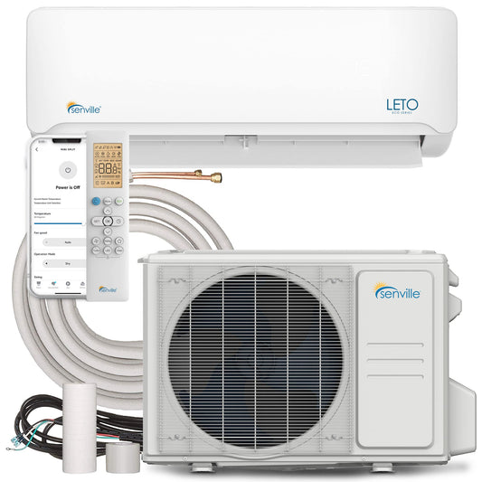 Senville LETO Series Mini Split Air Conditioner Heat Pump, 36000 BTU 208/230V, Inverter, Works with Alexa, 3 Ton, White