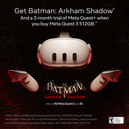 Meta Quest 3 512GB — Ultimate Mixed Reality Experiences — Get Batman: Arkham Shadow and a 3-Month Trial of Meta Quest+ Included