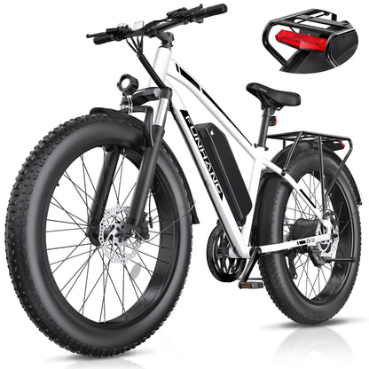 Funhang Electric Bike for Adults, Peak 1000W Ebike, 25MPH 60Miles Electric Mountain Bike, 26" Fat Tire Adult Electric Bicycle with 48V 13AH Battery, Rear Rack, 7 Speed, Front Suspension, Turn Signal