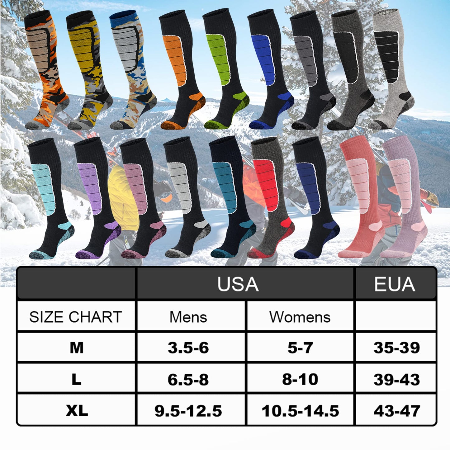 Merino Wool Ski Socks, Cold Weather Socks for Snowboarding, Snow, Winter, Thermal Knee high Warm Socks, Hunting, Outdoor Sports (3 Pairs (Black Grey Grey), X-Large)