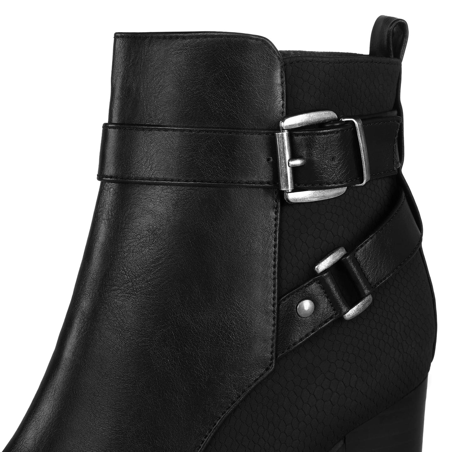 mysoft Women's Ankle Boots Chunky Stacked Heel Zipper Booties - Available in Wide Sizes