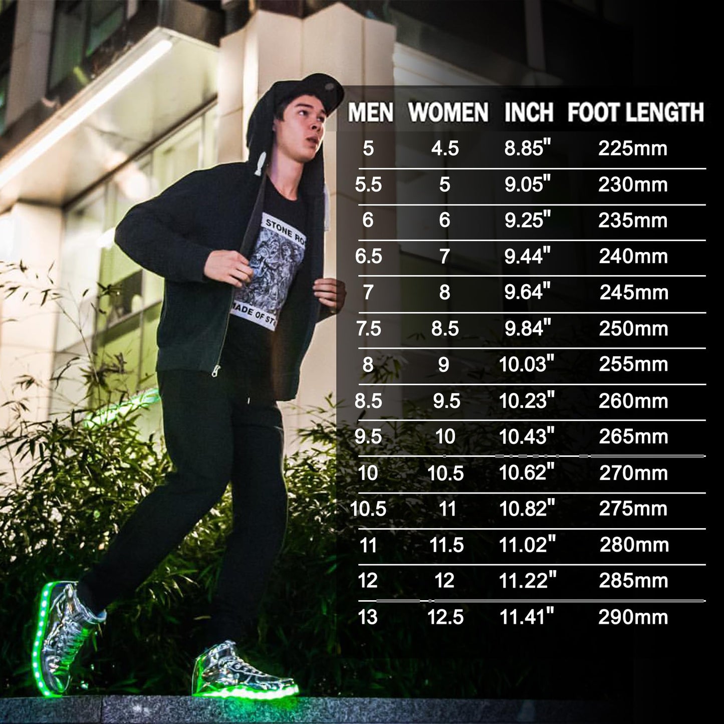 IGxx LED Light Up Shoes for Men USB Recharging High Top LED Sneakers Women Kids Silver