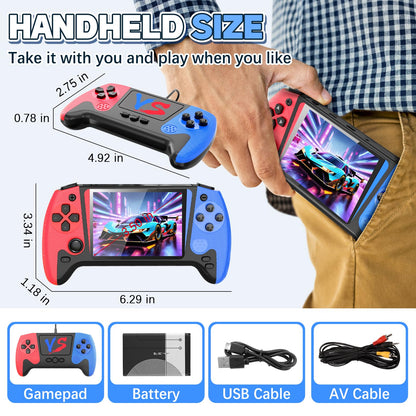 Handheld Game Console, Portable Video Game Console with 500 Retro Games, 3.5" HD Screen, Rechargeable Battery, Support 2 Players and Hook Up to TV, Christmas Birthday Gift for Adults Kids 4-12