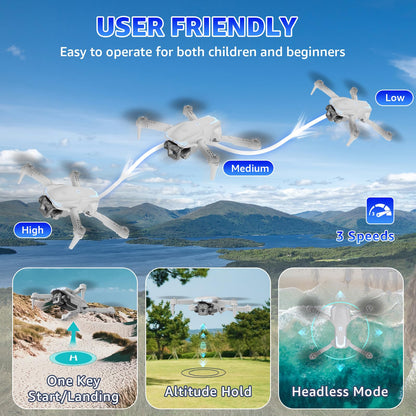 X-shop Drone with Camera for Kids & Adults, 1080P HD Mini FPV Drones with Altitude Hold, One-Key Take Off/Landing, Headless Mode, 360° Flips, Speed Adjustment, Toys Gifts for Boys Girls, Beginner