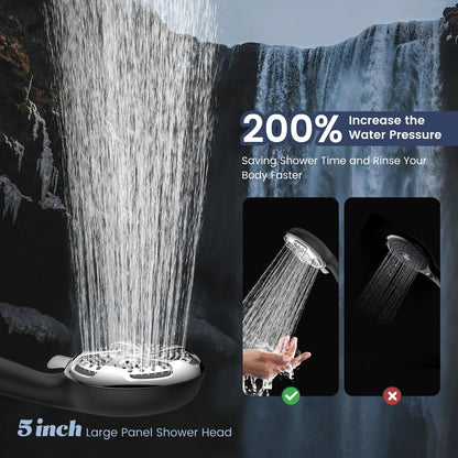 FEELSO Filtered Shower Head with Handheld, High Pressure 7-Spray Showerhead with Filters for Hard Water - Remove Chlorine, Reduce Dry Itchy Skin, Anti-clog Nozzles, Power Wash to Clean Tub, Tile & Pet