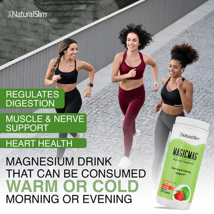 NaturalSlim Magicmag Pure Magnesium Citrate Powder – Stress, Constipation, Muscle, Heart Health, and Sleep Support | Natural Strawberry & Lime Flavored Magnesium Supplement - 8oz Drink Mix (Solo)