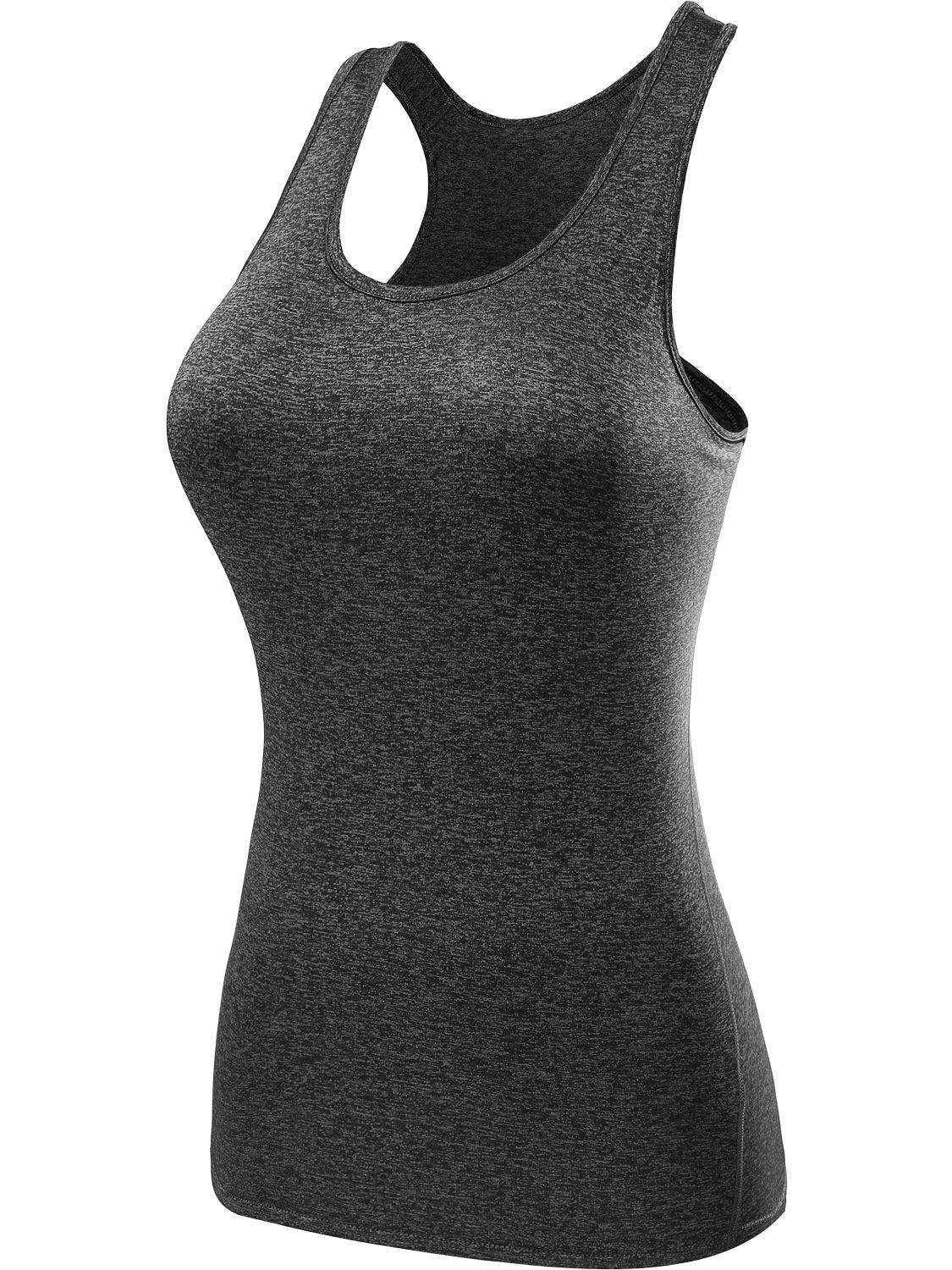 NELEUS Women's 3 Pack Compression Athletic Dry Fit Long Tank Top,Black,Grey,Blue,2XL