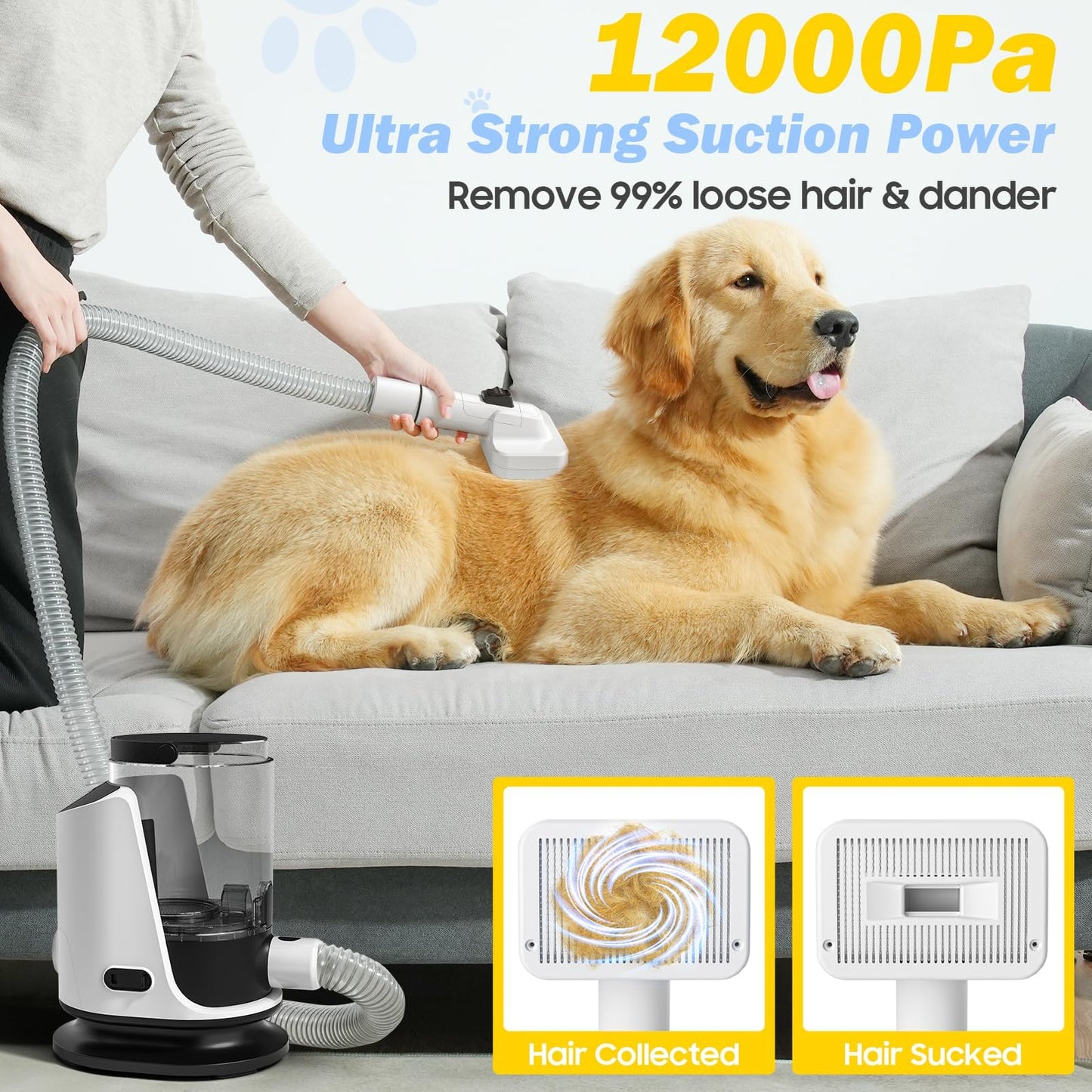 SNOYWEN Dog Grooming Kit & Pet Hair Dryer & Dog Electric Clippers, 3L Large Capacity with 8 Grooming Tools, Low Noise for Long Hair Dogs and Cats, Adjustable Airflow and Temperature, UL, Touchscreen