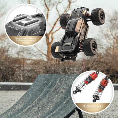 HYPER GO H16BM 1/16 RTR Brushless Fast RC Cars for Adults, Max 42mph Electric Off-Road RC Truck, High Speed RC Car 4X4 Remote Control Car with 2 Lipo Batteries for Adult, Compatible 3S Lipo