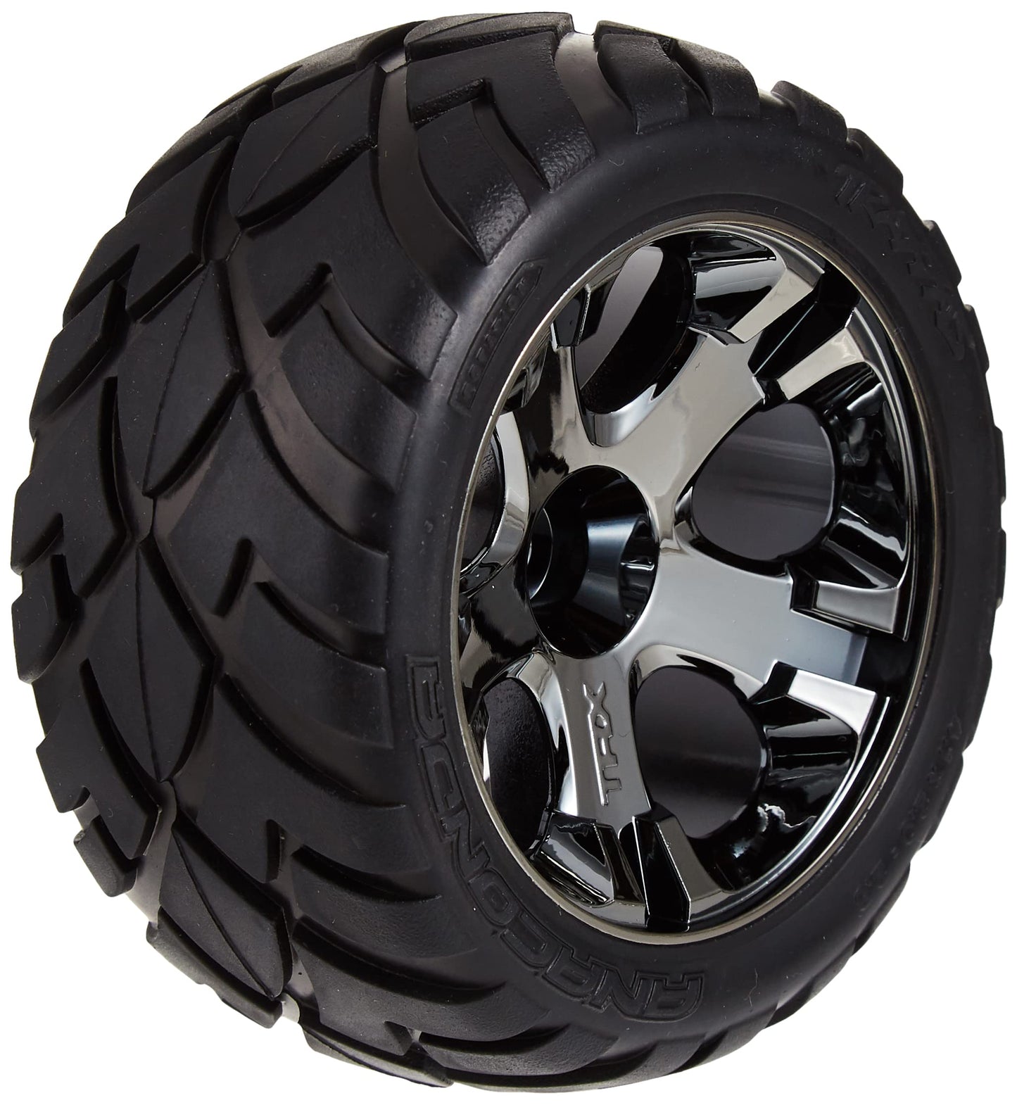 Traxxas 3776A Anaconda 2.8" Tires Assembled on All-Star Black-Chrome Wheels