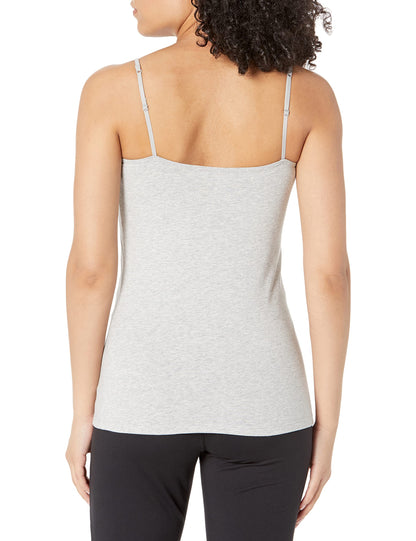 Amazon Essentials Women's Slim-Fit Camisole, Pack of 4, Black/Charcoal Heather/Light Grey Heather/White, Large