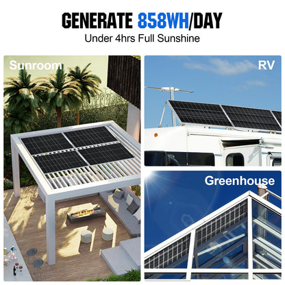 ECO-WORTHY 400W Bifacial Solar Panel 2pcs 195 Watt 12 Volt Monocrystalline Solar Panel Module Off Grid PV Power for Home, Camping, Boat, Shed Farm, RV