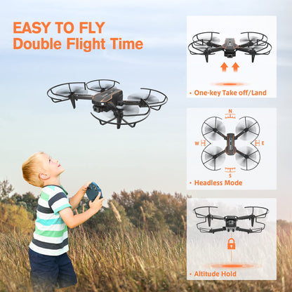 AVIALOGIC Mini Drone with Camera for Kids, Remote Control Helicopter Toys Gifts for Boys Girls, FPV RC Quadcopter with 1080P HD Live Video Camera, Altitude Hold, Gravity Control, 2 Batteries, Black