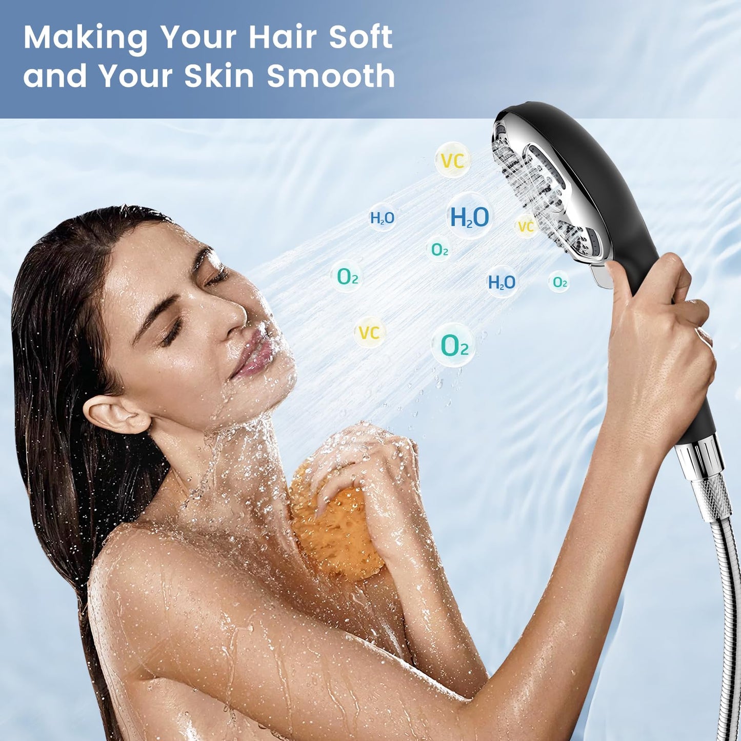 FEELSO Filtered Shower Head with Handheld, High Pressure 7-Spray Showerhead with Filters for Hard Water - Remove Chlorine, Reduce Dry Itchy Skin, Anti-clog Nozzles, Power Wash to Clean Tub, Tile & Pet