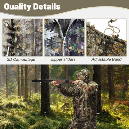 MOPHOTO Ghillie Suit 3D Leafy Camo Hunting Suits, Woodland Gilly Suits Gillies Suits for Men, Leaf Camouflage Hunting Suits