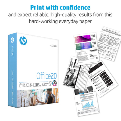 HP Printer Paper | 8.5 x 11 Paper | Office 20 lb | 3 Ream Case - 1500 Sheets | 92 Bright | Made in USA - FSC Certified | 112090C, White