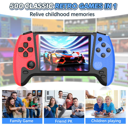 Handheld Game Console, Portable Video Game Console with 500 Retro Games, 3.5" HD Screen, Rechargeable Battery, Support 2 Players and Hook Up to TV, Christmas Birthday Gift for Adults Kids 4-12