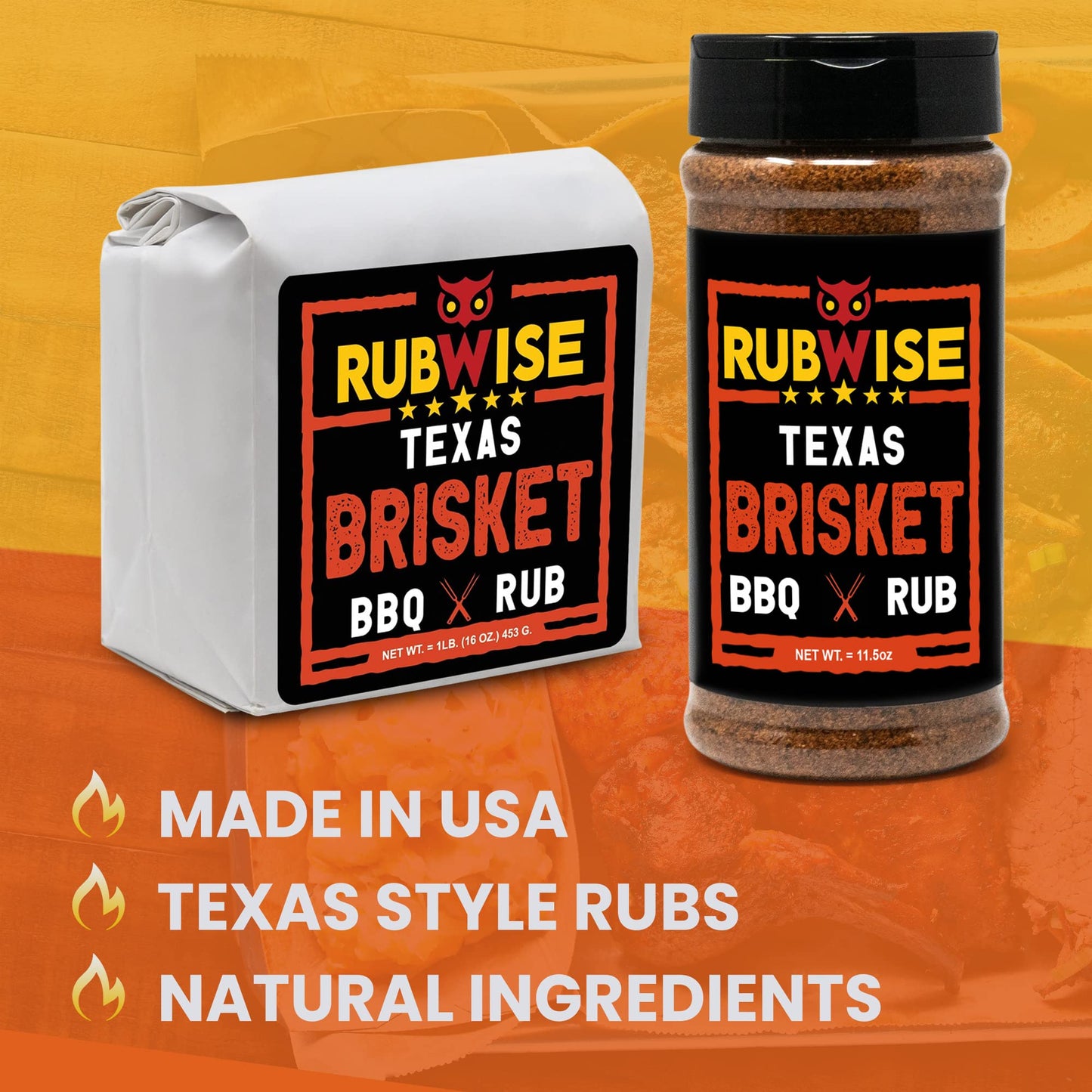 RubWise Texas Style BBQ Brisket Rub (1lb) | Barbecue Rubs & Spices for Smoking and Grilling | Beef Seasoning Dry Mix Grill Blend | Smoky & Savory Flavor | Great on Steaks, Ribs & Burgers