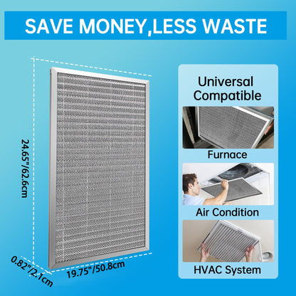 UBeesize 20x25x1 Reusable Electrostatic Air Filter HVAC AC Furnace Filter,MERV 8,Washable, Lasts a Lifetime,Permanent Air Filter,Breathe Fresher,Home And Office(Actual Size:19.75x24.65x0.82 Inch)