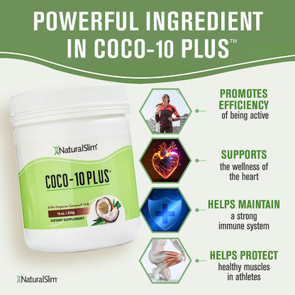 NaturalSlim Coconut Oil with CoQ10 - MCT Oil Organic Coconut Oil for Baking, Mixing with Shake, Smoothies, Coffee, or Ingest Directly - Boost Energy, Metabolism and Immune System Fresh Flavor