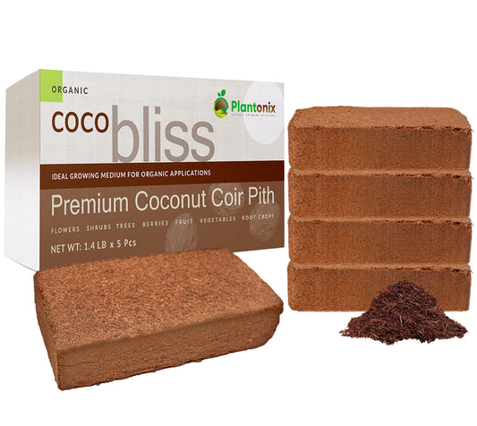 Coco Bliss 650gm Bricks (5-Pack) - Organic Coco Coir for Plants - OMRI-Listed Coco Coir for Garden Soil & Potting Mixes - Coconut Fiber Mixes with Potting Soil for Indoor Plants & Outdoor Plants