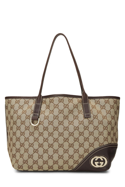 Gucci, Pre-Loved Original GG Canvas Britt Tote, Brown