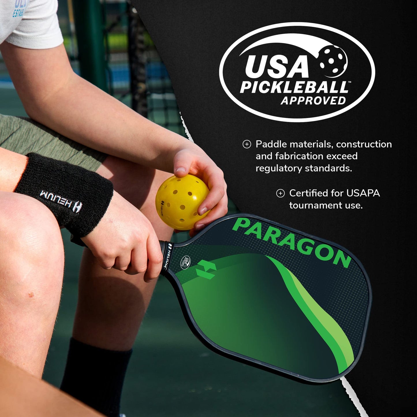 Helium Pickleball Paddles Set of 4 - USAPA Certified - Graphite Fiberglass Surface, Lightweight Honeycomb Core