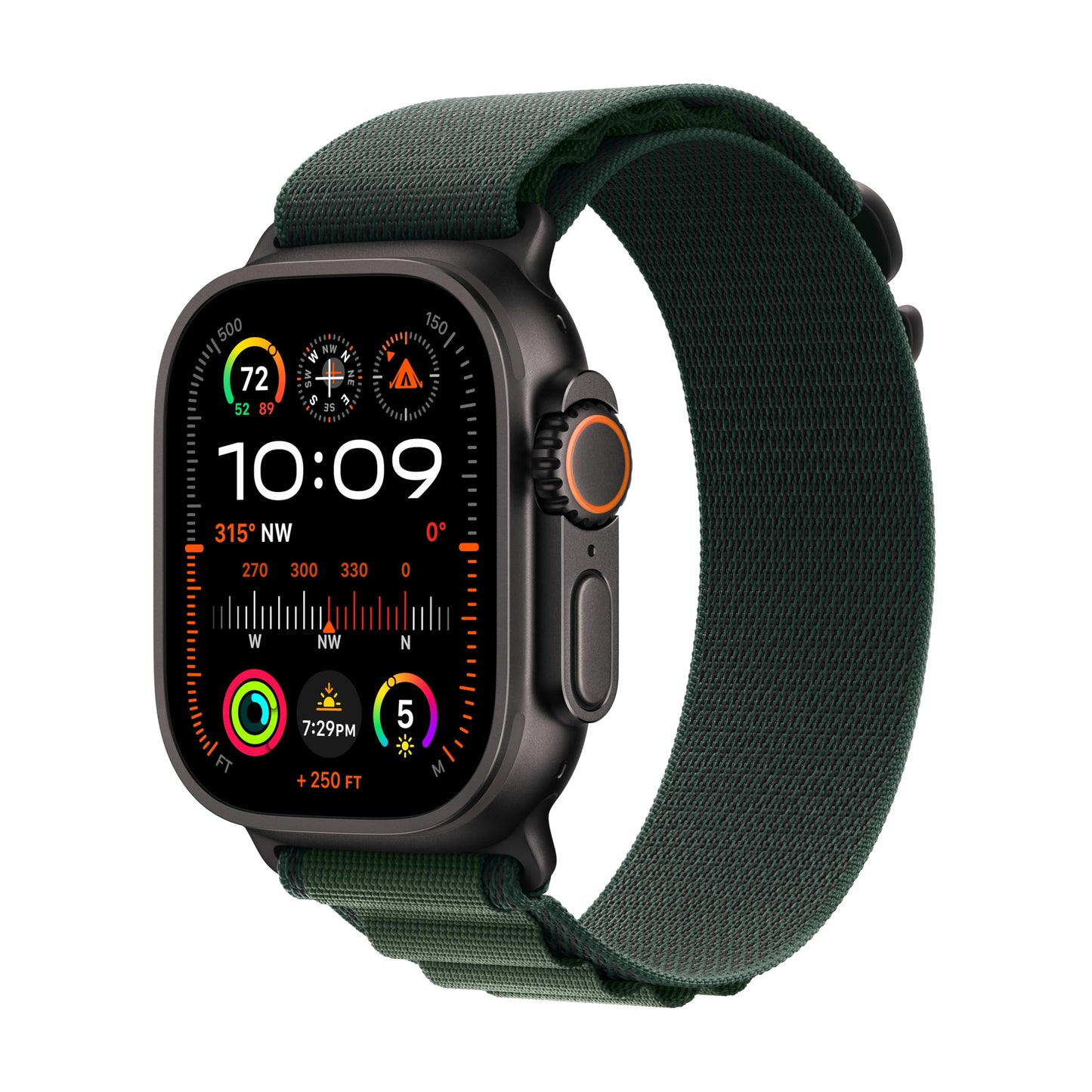 Apple Watch Ultra 2 [GPS + Cellular, 49mm] Black Titanium Case with Green Alpine Loop, M (Renewed)