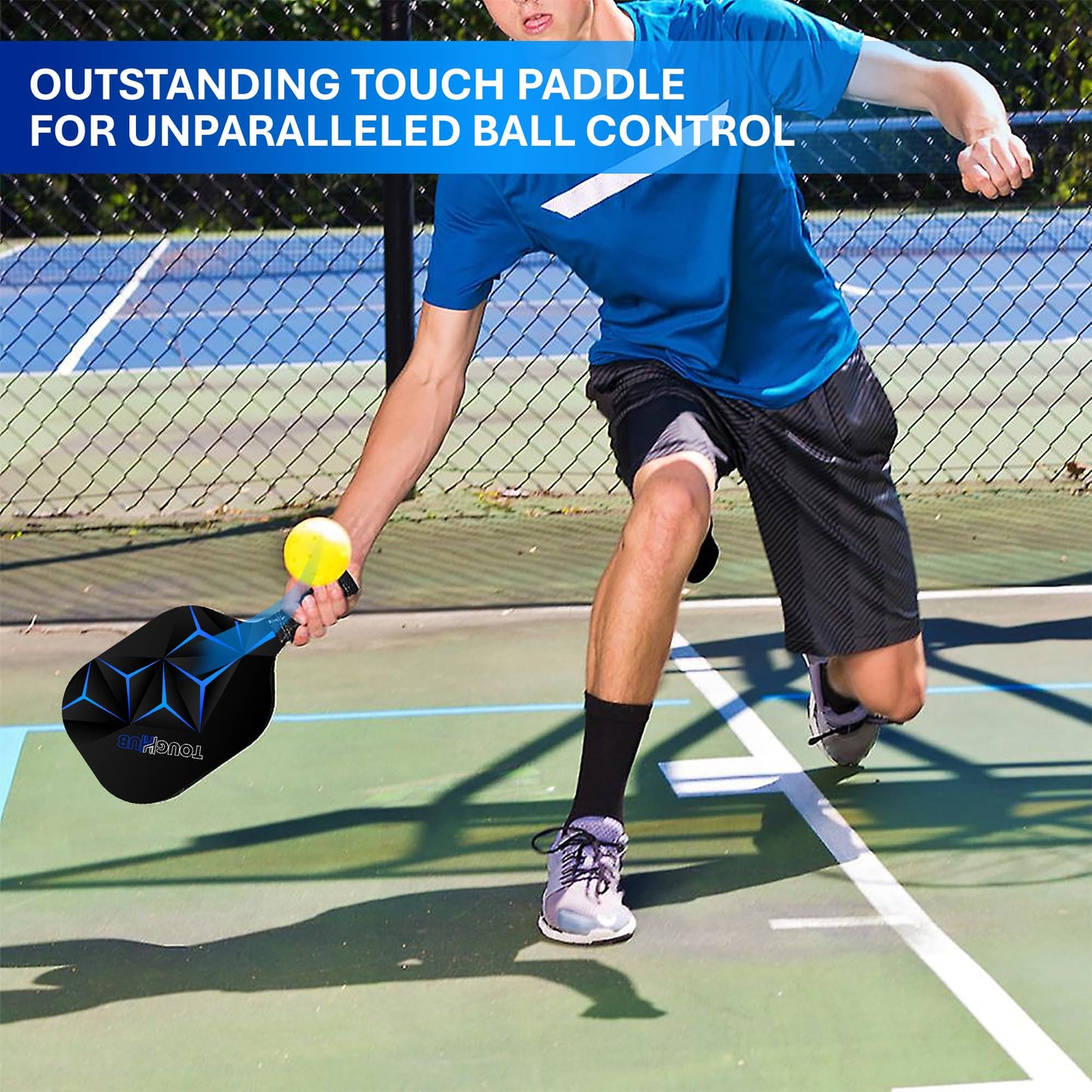 Toughhub Pickleball Paddles Set of 2 Rackets and 4 Pickleball - Fiberglass Surface Pickleball Set with Lightweight and Non Slip Grip - Pickle Ball Paddle Set for Beginners & Professional