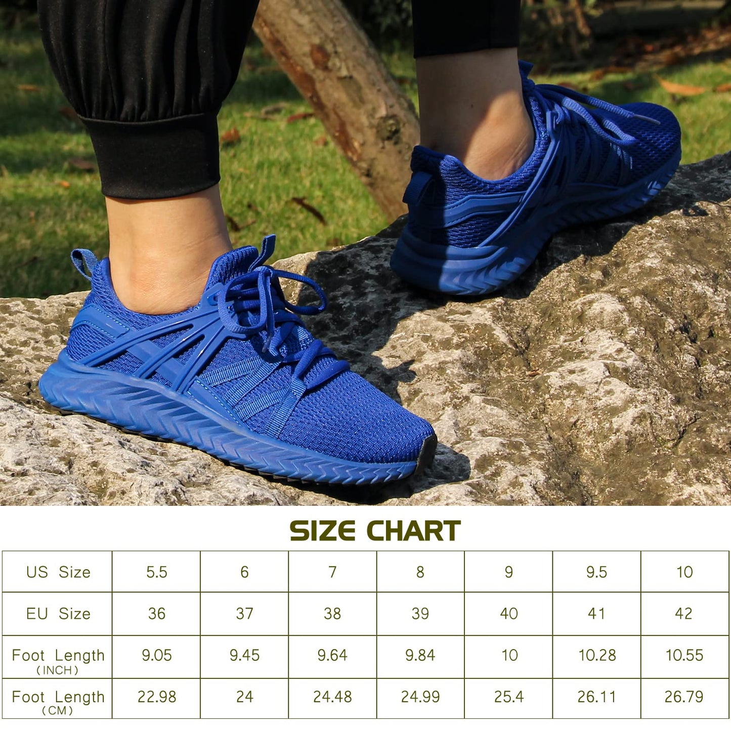 Abboos Workout Sneakers for Women Memory Foam Shoes Slip On Walking Tennis Sneaker Lightweight Gym Womens Sports Sneakers Sapphire Blue Size 9